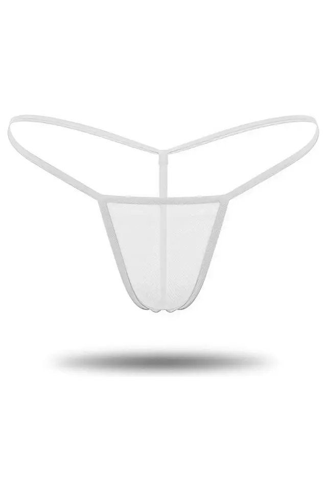 3`lü Renkli Transparan Tül String Tanga TM0369
