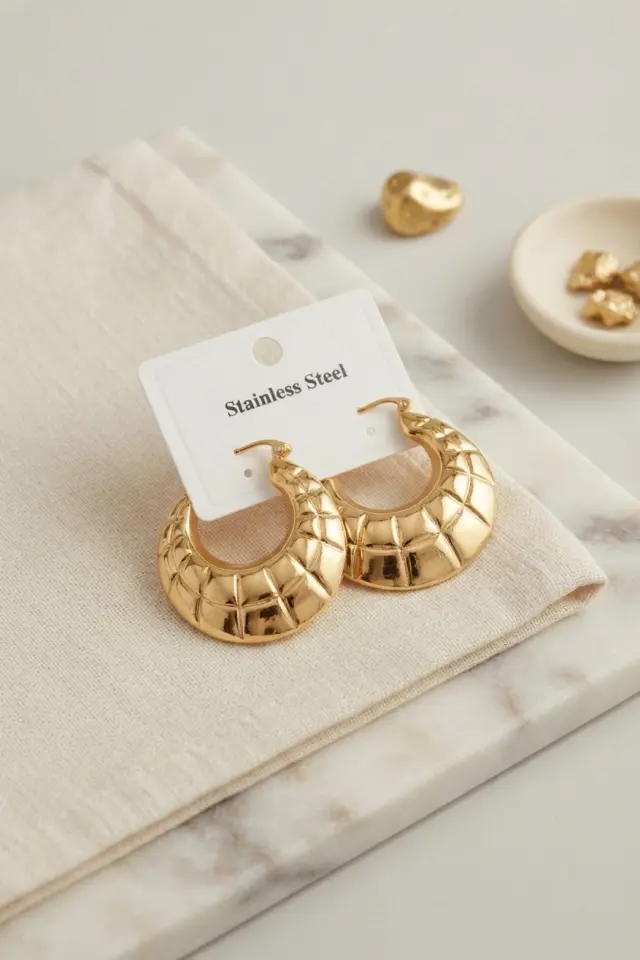 316L Çelik Gold Renk Bohem Halka Model Küpe TJ-BKP12027