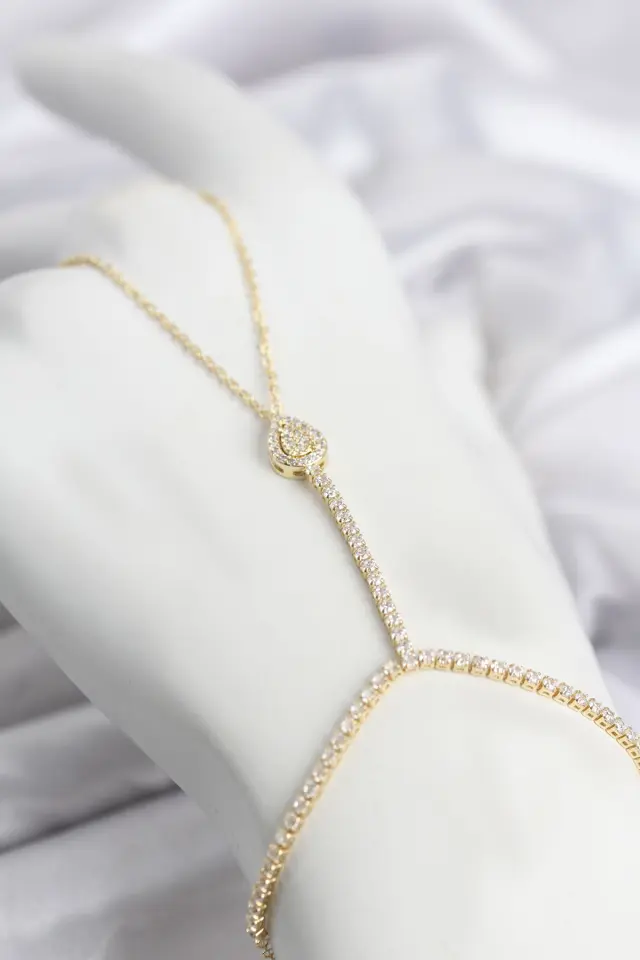 Gold Renk Pirinç Zirkon Taşlı Damla Model Şahmeran TJ-SN767